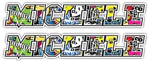 GamesMonkey Adesivo Nome Personalizzato Stile Sticker Bomb - 2 Pezzi - Lunghezza 15 CM - Gara Cross Pista Auto Moto Stickers