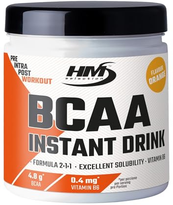 BCAA Instant Drink - 450g - Arancia • Integratore alimentare di aminoacidi ramificati con vitamina B6 in polvere per bevanda istantanea • adatto per vegani • basso contenuto calorico