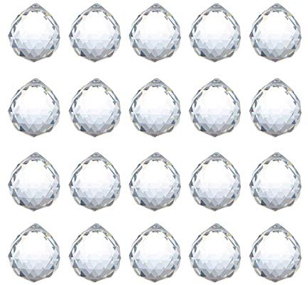 20 mm klare Feng Shui Kristallkugelprismen Anhänger Sonnenfänger hängende facettierte Prismenkugeln