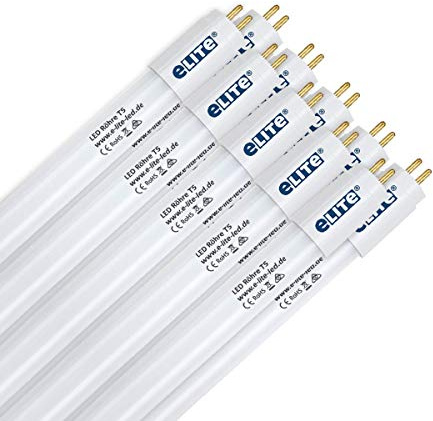 eLITe LED Röhre T5, 84,9cm, 18W, sehr hell, 2340lm, 860, 6000 Kelvin, Tageslichtweiß, NUR FÜR EVG, 120 Grad, homogenes Licht, langlebig 50.000h, 3 Jahre Garantie, 10 Stück