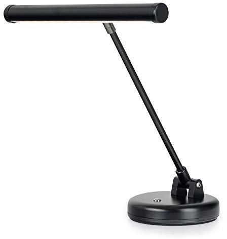 Showlite PL-1-BK-KW LED Klavierleuchte - Klavierlampe mit 15 LEDs - warmweißes Licht in 2 Stufen - 36 cm Höhe - Betrieb per USB, Netzstrom oder Batterie - schwarz