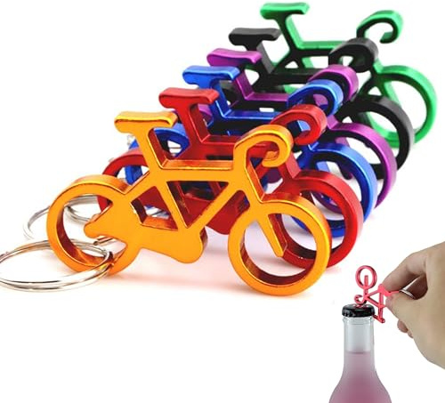 Lezed Fahrrad-Schlüsselanhänger, Bierflaschenöffner, 10 Stück, Fahrrad-Schlüsselanhänger, Flaschenöffner, Taschenschlüssel, Bieröffner, Aluminiumöffner für Getränke, Limonade, lustiges Geschenk
