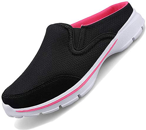Acfoda Slip On Hausschuhe Damen Geschlossen Sandalen Slipper Leicht Pantoletten Pantoffeln Breathable Mesh Clogs Mules, 37 EU, Schwarz