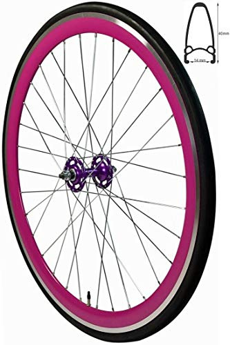 Redondo 28 Zoll Vorderrad Singlespeed Fixie Laufrad Felge Lila Schwarz + Reifen