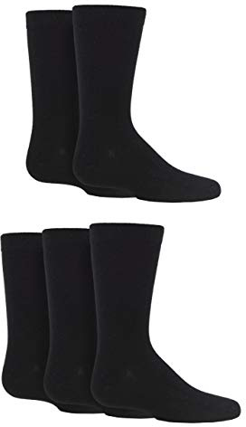 SockShop Boys and Girls 5 Pair Plain Bamboo Socks with Comfort Cuff and Handlinked Toes - Black 5 Pair 12.5-3.5 (8-12 Years)