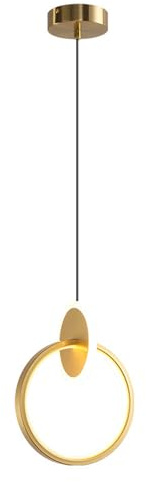 LFsem Moderne Gold LED Pendelleuchte aus Aluminium, Minimalistisches Hängelampe Design für Schlafzimmer, Esszimmer & Küchen, 3000K Warmweiß Hängend Deckenlampe (Kreis)