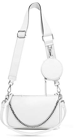 AMHDV Frauen Mehrzweck Crossbody Taschen Kleine Umhängetasche Mode 3 in 1 Reißverschluss Handtaschen mit Münzbörse, 02-weiß, S