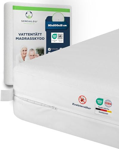 Sensalou Matratzenbezug 90x200x25cm Wasserdicht - Milbendicht Encasement | Matratzenschoner gegen Hausstaubmilben & Bettwanzen - Geräuschloser Allergiker Matratzenschutz mit Reißverschluss