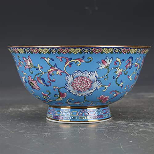 Esmalte azul tierra flor tazón de porcelana arroz cuenco fideos cuenco antiguo tazón de fuente alto Cuencos de Aperitivo (Diameter : 6 inch)