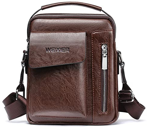 ANPTER Bandoleras Hombre Cuero Bolso de Bombro Pequeña Mariconera Cruzada Bolso de Negocios Mano Bolsas de Trabajo Teléfono Cartera Monedero para Viajes,Compras (Marrón Bolsos de hombro)