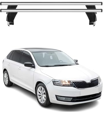 OMAC Dachträger Querträger Alu für Skoda Rapid Spaceback 2013-2019 – Abschließbar – T-Nut – City-Crash-getestet – Max. 50 kg Silber
