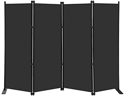 MAYOLIAH 4 Panel Room Divider Screen 6Ft Tall Foldable Privacy Dividers Indoor Wall Partition Room Separator Black