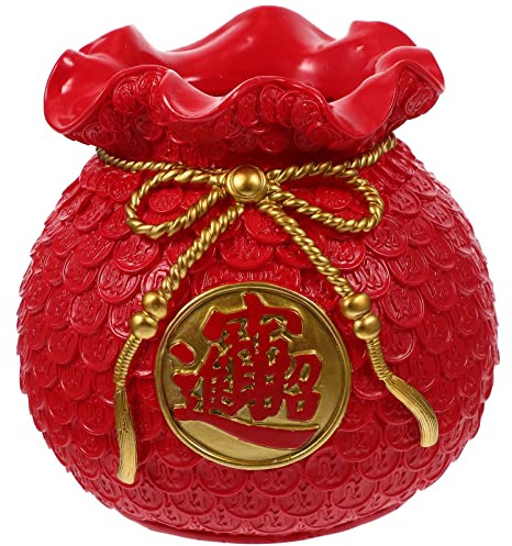 ARTIBETTER Ornaments Piggy Coin Container Chinese Feng Shui Bowl Fortune Bag Figurines Flower Wheat Vase Chinese New Year Flower Pot Indoor Pots Luck Vase Simple Feng Shui Money Resin
