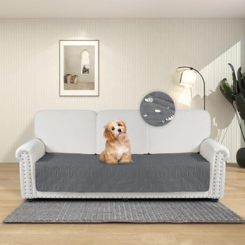 DUJUIKE Wasserdichter Sofabezug für Hunde, 100% wasserdichte Hundedecke, Sofaschutz, Bettdecke mit Antirutschpartikeln, Möbelschutz für Hunde, Katzen und Haustiere (Grau, 76-180cm)