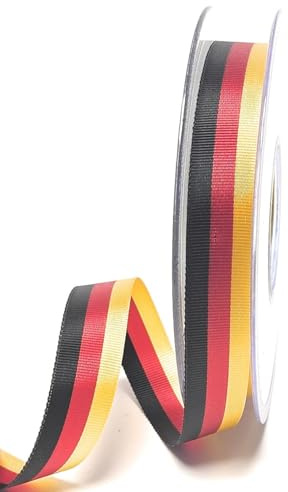 Nationalband 25m x 15mm Schwarz - Rot - Gelb Vereinsband Ordensband Fanband Dekoband Deutschland BRD