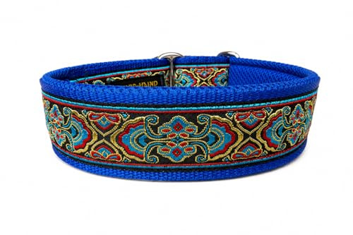 Schmuck Hundehalsband mit Polsterung Zugstopp-Halsband Martingale 4cm breit verstellbar (bis 44cm Hals- 50cm Kopfumfang inkl 6cm Zugstopp, Metallteile: Stahl)