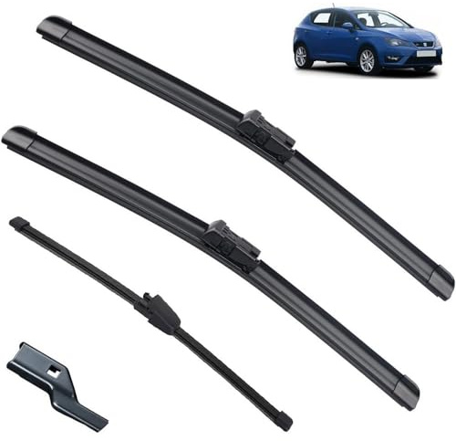 Lot de 3 balais d'essuie-glace avant et arrière compatibles avec Seat Ibiza Coupe 6J Hatchback 2012-2017 Pare-brise Pare-brise Fenêtre 241613