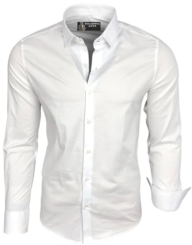 Subliminal Mode - Camisa de hombre, ajuste perfecto, cuello y mangas, bicolor, con puño, manga larga, estilo casual, S500, 4XL