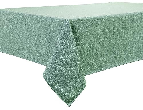 BALCONY & FALCON Tischdecke 140 x 180 cm Eckig Wasserdicht Tischdecke Leinenoptik Tischtuch abwaschbar Tischtuch Leinen Tischläufer Tischwäsche Eckig Hellwassergrün