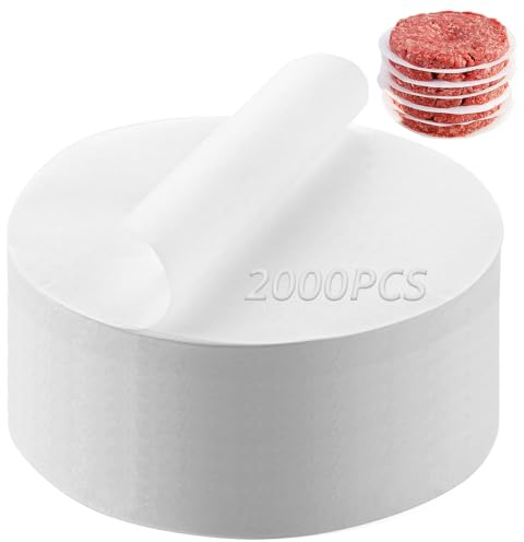 CYEER 1000 Stück Burger Papier 13cm Rund, Antihaft Trennpapier für Burgerpresse & Patties, Hitzebeständiges Backpapier für Airfryer & Grill, Ideal zum Einfrieren & BBQ (130mm)