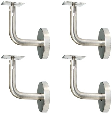 Fayemint 4 Piezas Soporte Pasamanos, Barandilla Pasamano, Pasamanos Escalera, para Protección de Seguridad en Escaleras, Pasillos, Baños etc(Plateado)