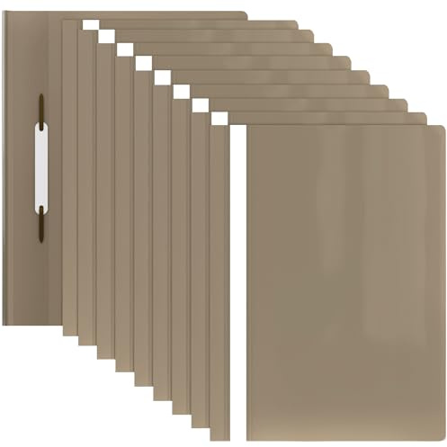 ACROPAQ - 10 x Schnellhefter A4 - Transparente Vorderseite und farbige Rückseite, Hefter A4 für bis zu 70 Seiten, Pastell-Khaki, Professionelle und einfache Organisation - Plastik File Folder, Mappen