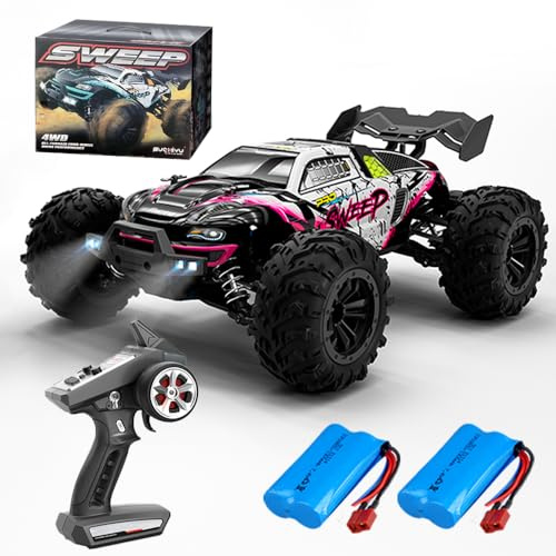 X-Verse 16101PRO 70KM/H Ferngesteuertes Auto Bürstenloser, 1:16 RC Auto Hohe Geländewagen Offroad Rennauto, 4WD Wasserdichtes RC Truggy RC Truck für Erwachsene - 2 Batterien(Rot)