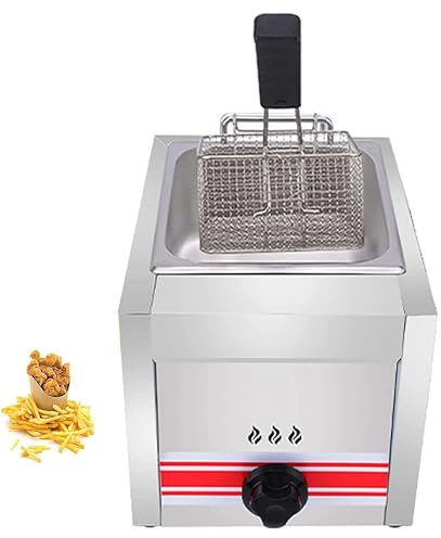 DPDZSW Friteuse à Gaz Professionnelle, Friteuse à Gaz 10L/20L/30L, Friteuse à Chips De Poulet en Acier Inoxydable pour Cuisine De Restaurant Commercial à Domicile,Singlecylinder10L