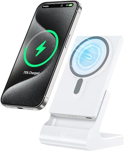 Mag-Safe Ladestation für iPhone Power Bank: Tragbare Magnetische Power Bank 5000mAh Kompatibel mit Abnehmbarem Mag-Safe Akku für iPhone 15 14 13 12 mit Schnellladestation und USB-C Kabel