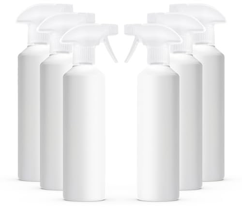 McKLords - Pack of 6 White Empty Plastic Water Spray Bottles for Cleaning 500ml - Hand Trigger Empty Spray Bottles for Gardening and Home Cleaning - Heavy duty Industrial Refillable Mist