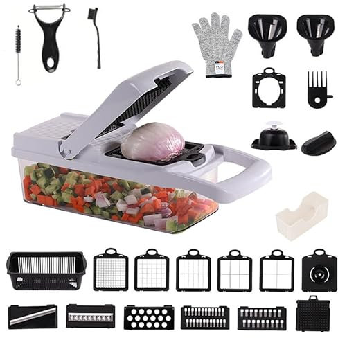 Cortadora de verduras multiusos, picadora de verduras, cortadora de verduras 26 en 1, cortadora de verduras, cortadora de verduras, cortadora de verduras, cortadora en cubitos, cortadora de verduras,