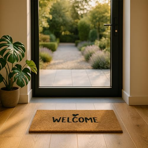 Wetterfeste Fußmatte mit Motiv Außen - Welcome 45 x 75 cm (Rechteckig) | Rutschfeste Fussmatte aussen Schmutzfangmatte Outdoor Türmatte für Eingangsbereich schmutzabweisender Fußabtreter Eingang