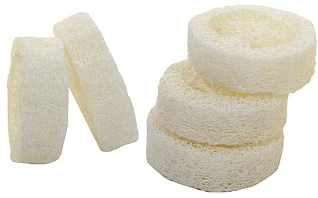 FRCOLOR 5 Esponjas de Lufa Naturales para Baño Soporte para Jabón, Base de Jabón Transpirable y Forma Simple para Limpieza sin Dañar la Superficie