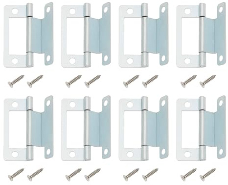 SG Store 8 Stück gekröpfte bündige Scharniere, 50 mm, mechanische Scharniere, Möbelbeschläge für Schranktüren 15–19 mm, Wohnmobile, Türen (mit Schraube)