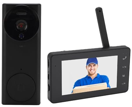 Système D'interphone Vidéo WiFi, Caméra de Sonnette Vidéo 8MP 1080P avec Moniteur de 4,3 Pouces sans Fil, Visiophone à Vision Nocturne, IP65, Système de Communication à 2 Voies