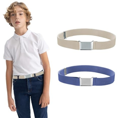 SGERUFZ 2 Stück Kinder Magnetische Gürtel, Elastische Verstellbarer Kindergürtel, Unsichtbarer Damengürtel, Breiter Elastischer Gürtel, Skinny Elastische Taille Gürtel Für Jungen, Gürtel Für Jeans