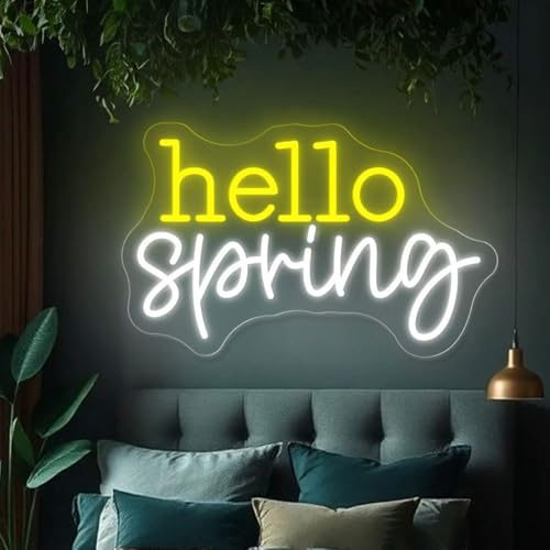 DAKABUKA Insegna al Neon Hallo Frühling, Luci LED al Neon di Primavera, Decorazione per la Casa, Benvenuto Primavera, Insegna al Neon, Stile Moderno Rustico, Ufficio, Scuola, Camera dei Bambini