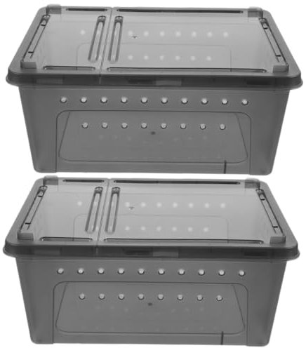 VANZACK 2stücke Reptilien-futterbox Mit Belüftungslöchern Echsenbecken Zum Füttern Spinnenterrarium-Container Leicht Zu Reinigen Beobachten Geeignet Für Kleine Reptilien Und Spinnen