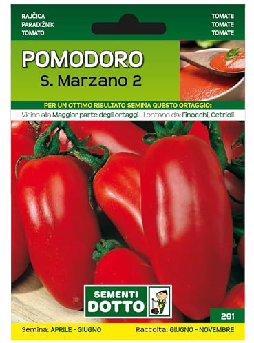 Sicignano | Semi Pomodoro San Marzano, Pianta Indeterminata con Frutti Allungati, Frutto Piccolo Adatto a Conservazione, Busta Extra - 4 Confezioni da 0.6g, Raccolto da Giugno a Novembre