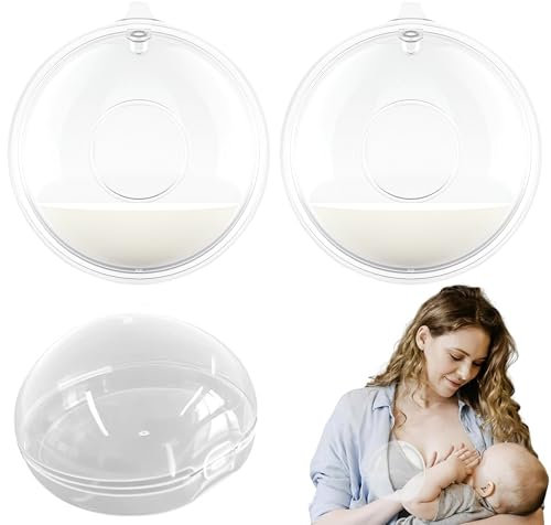 4 Stück Stillbecher Brustschalen Waschbare Stilleinlagen BPA-frei Stillmilch Auffanggerät Wiederverwendbare Brustschalen Silikon Milchfänger mit 2 Einer Transparenten Aufbewahrungsbox Geliefert