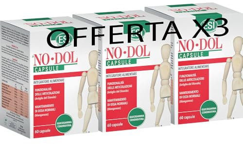 No Dol 60 Capsule – Pacchetto da 3 Confezioni | Integratore Alimentare Con Glucosamina, Condroitina, MSM, Acido Ialuronico, Artiglio del Diavolo | Integratore per Articolazioni e Mobilità