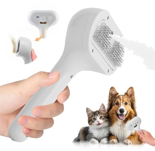 Spazzola a vapore per cani e gatti, spazzola 3 in 1 per gatti, multifunzione, ricaricabile, vaporosa per gatti a pelo lungo/corto, utilizzata per massaggi e cura