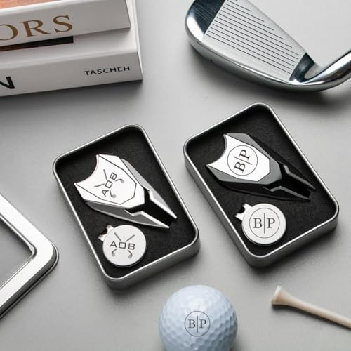 Personalisiertes Golf-Pitchgabel-Reparaturwerkzeug und Ballmarker-Set, individuell graviertes Golfball-Marker-Set mit Hutclip, Golf-Geschenke, Geschenk für Ihn, Herren, Vater, Trauzeugen, Freund