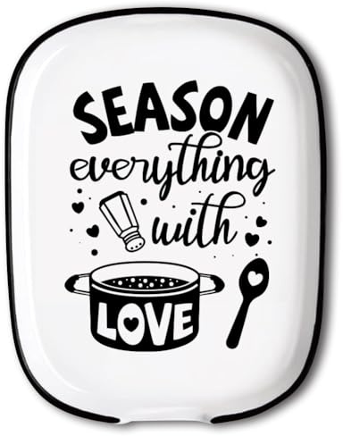 ANATTASOUL 15×11.5cm L’amour assaisonne tout Repose Cuillère Cuisine Maison | Ustensiles de Cuisine Repose Couvert Cuisine Decor Repose Cuillère Cuisine Céramique pour Spatules/Pinces/Cuillères à Café