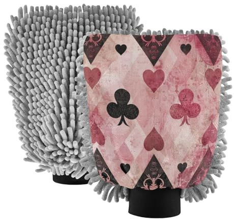 Heart Poker - Manopla de microfibra para lavado de coche, sin arañazos, guante de lavado de coche, esponja de detalles