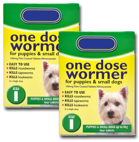 Worming Tablets for Small for Puppies Up to 8kg - 2 Pack (Small Dogs) | 8 Tablets | One Dose Wormer | Treats Roundworms, Tapeworms and Hookworms | Johnsons