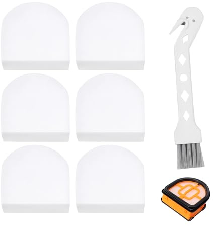 6 Pack Foam & Felt Filters Spare Part for Shark WD100, WD101, WD101C Sponge HEPA Filter Replacement Part Vacuum Foam & Felt Filters 3-in-1 Vacuum Cleaner Accessories for HydroVac Pro XL