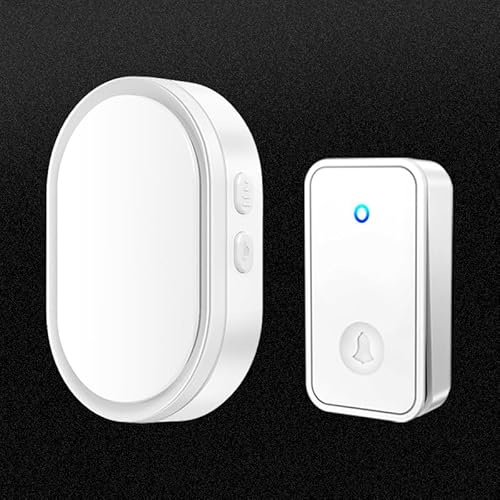 SLDAGe Plug Through Wireless Doorbell with AC Sockets, IP68 Waterproof Self-Powered Cordless Door Bells, 150M Range Plug in Door Bell Kits, 36 Chimes, 4-Level Volume & LED Light Flash,White