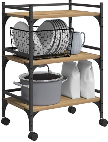 vidaXL Carro de Cocina Roble Artisan 50 x 35 x 75.5 cm
