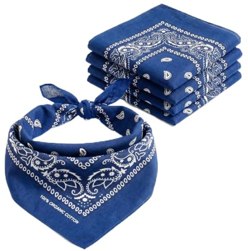 AURAE Königsblau Bandana – 100% Baumwolle & Natürliche Fasern – Blau Halstuch Ohne Polyester – Hochwertig, Weich, Langlebig & Waschmaschinenfest – Bandana Herren & Damen – Unisex & Kinder - 5 Pack